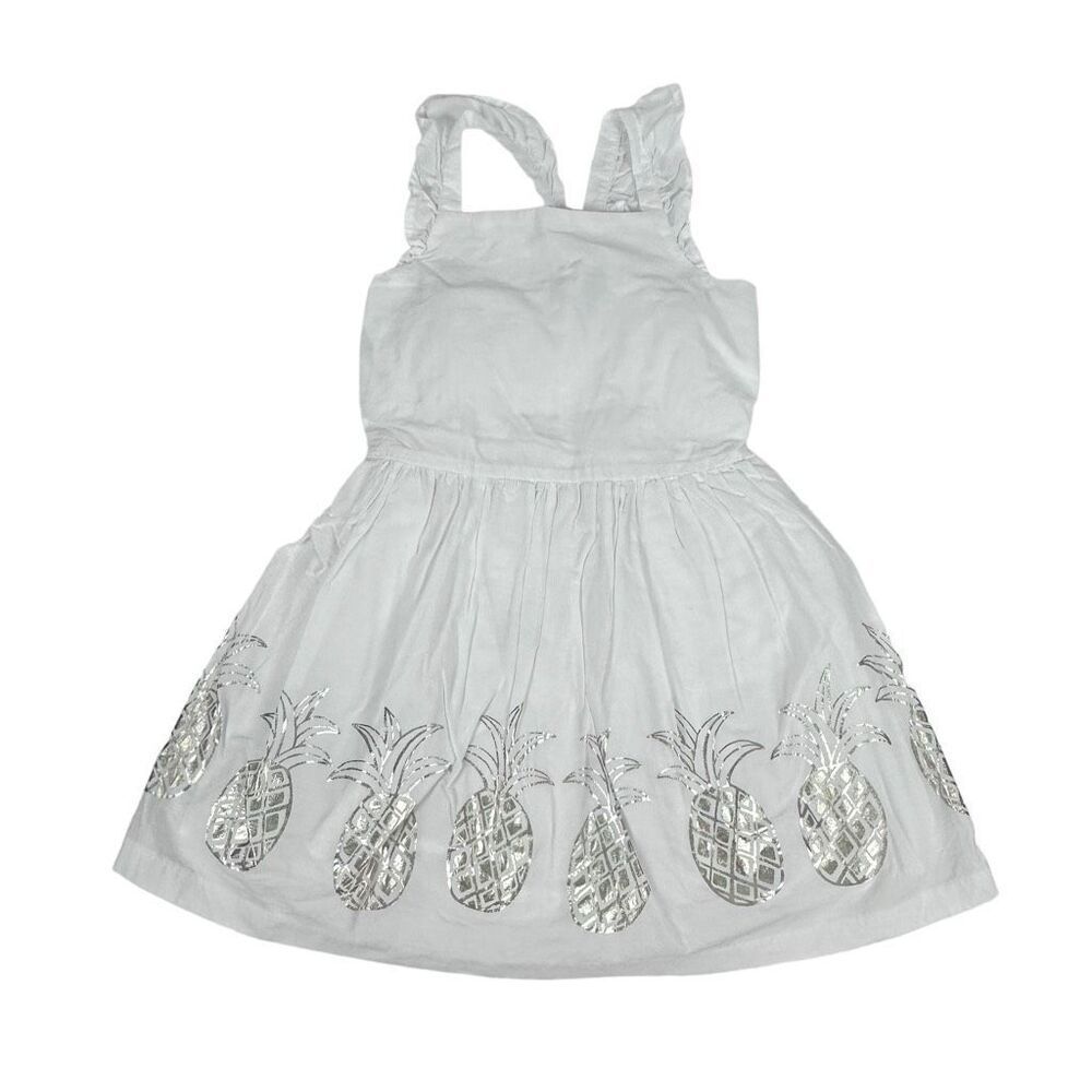 Gymboree White with Metallic Pineapple Print Dress size 6